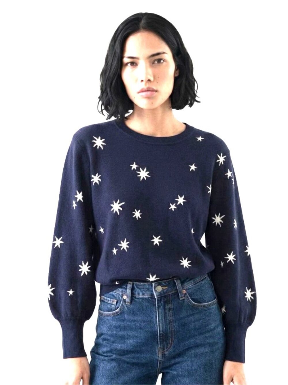 Free Assembly Blue and White Stars Sweaters Women Size XXL Cowboys